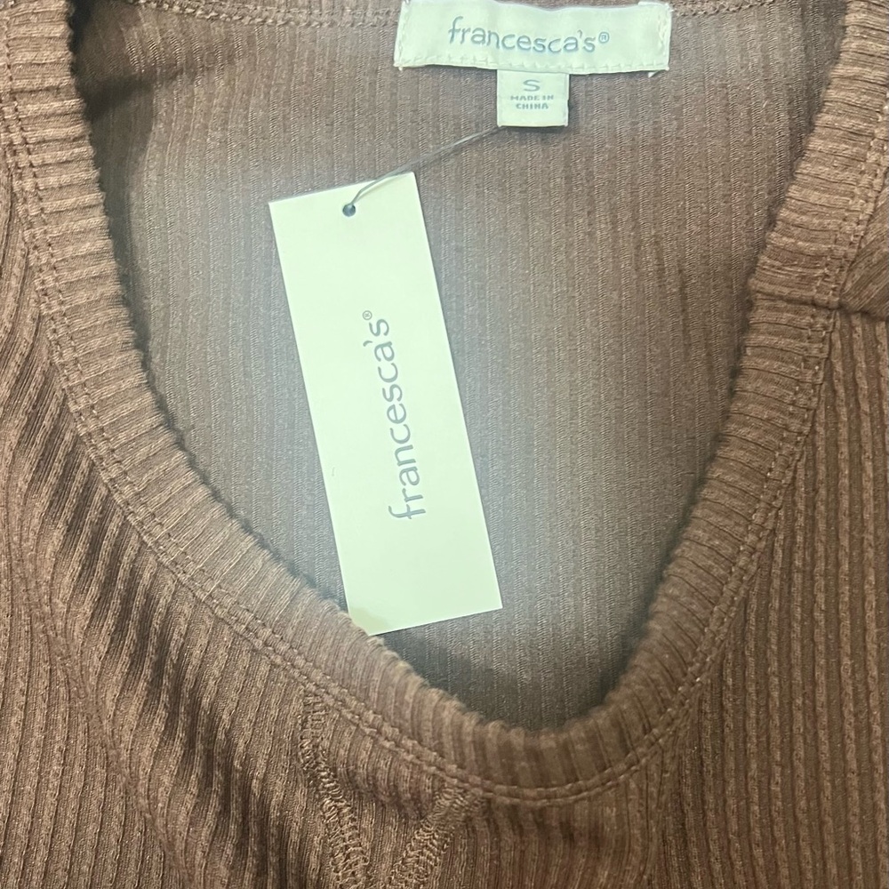 Lucy Rib Knit Shift Mini Dress Brown S - Picture 9 of 9